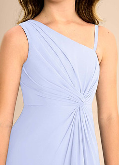 Azazie Brooke Junior Vestido de Lavanda de Gasa de Corte en A con Corte Lateral image7