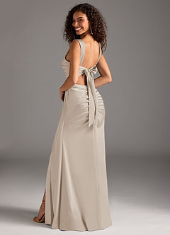 Azazie Jesaphine Bridesmaid Dresses Frost Sheath Bow Stretch Satin Dress image2