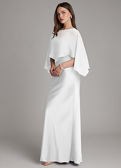 Azazie Ambra Bridesmaid Dresses White Mermaid Pleated Stretch Satin Dress image6