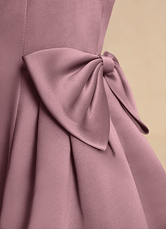 Azazie Macaroon vestidos de niña de las flores Vestido de Malva Vintage de Satin Mate de Princesa con Lazo image6