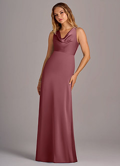 Azazie Wrenlee Bridesmaid Dresses Desert Rose A-Line Stretch Satin Dress image5