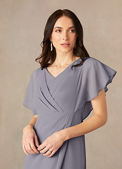 Azazie Julia Mother of the Bride Dresses Shadow Sheath V-Neck Pleated Chiffon Dress image3