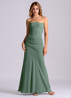 Azazie Debby Bridesmaid Dresses Eucalyptus Mermaid Strapless Chiffon Dress image1