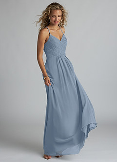 Azazie Haleigh Final Sale Burgundy A-Line Pleated Chiffon Dress image4