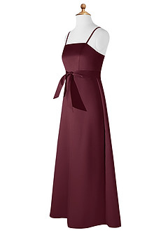 Azazie Anina Junior Cabernet A-Line Bow Matte Satin Dress image9