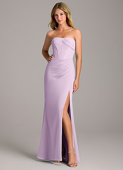 Azazie Chantel Bridesmaid Dresses Frosted Lilac Sheath Strapless Chiffon Convertible Dress image3