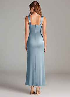 Azazie Denice Brautjungfernkleider Etui Plissee Stretch-Satin Kleid Staubblau image2