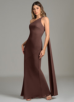 Azazie Juniper Bridesmaid Dresses Ganache Mermaid One Shoulder Chiffon Dress image1