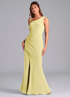 Azazie Madelyn Bridesmaid Dresses Lemon Sorbet Mermaid One Shoulder Chiffon Convertible Dress image5