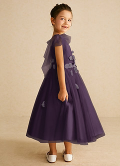 Azazie Minia Jurken voor bloemenmeisjes A-Lijn Jurk van Mat Satijn Boog Pruim image2