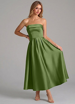 Azazie Lucienne Suknie dla druhen Linia A Pofałdowany Satyna elastyczna Długość kostki Sukienka image5