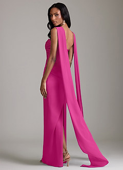 Azazie Sonora Vestidos de damas de honor Vestido de Fucsia de Satén Elástico de Corte Recto con Sin tirantes image2