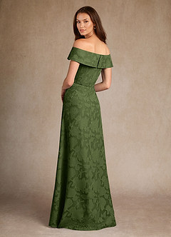 Azazie Medford 신부의 어머니 드레스 A라인 오프 더 숄더 플로럴 번아웃 플로어 길이 드레스 image3