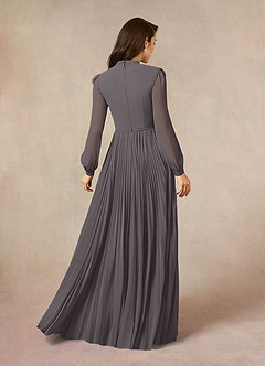 Azazie Adellah Abiti per la Madre della Sposa Abito A-Line in Chiffon Plissettato Grigio Acciaio image3