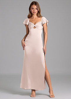 Azazie Demia 신부 들러리 드레스 쉬스 스윗하트 네크라인 스트레치 새틴 발목 길이 드레스 image1