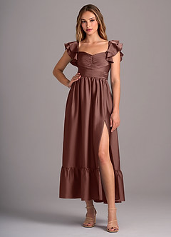 Azazie Anaya Bridesmaid Dresses Espresso A-Line Sweetheart Neckline Stretch Satin Convertible Dress image5