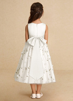 Azazie Pollie Flower Girl Dresses Ivory A-Line Bow Tulle Dress image2