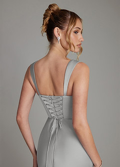 Azazie Agustina Robes de demoiselle d'honneur Robe Sirène en Satin extensible Corset Argent image6