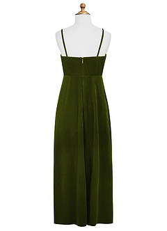 Azazie Solange Junior Olive A-Line Velvet Dress image8