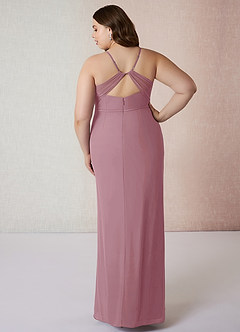 Azazie Blink Bridesmaid Dresses Vintage Mauve Sheath V-Neck Chiffon Dress image7