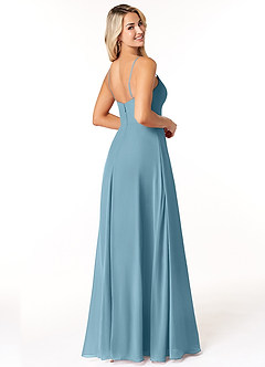 Azazie Moira Bridesmaid Dresses Moody Blue A-Line Scoop Chiffon Dress image5
