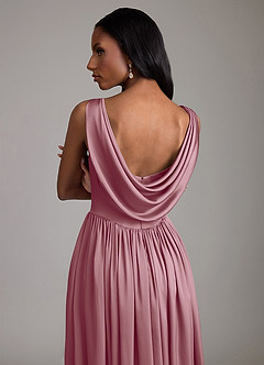 Azazie Novi Bridesmaid Dresses Vintage Mauve A-Line with Pockets Stretch Satin Dress image4