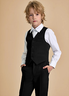 front Oliver Boys Black 5-Piece Suit