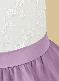 Azazie Vetty Flower Girl Dresses Ivory Wisteria A-Line Lace Tulle Dress image11