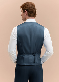 front James Navy Blue Structured Stretch Suit Vest