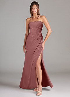Azazie Aliani Bridesmaid Dresses Desert Rose Sheath Strapless Chiffon Convertible Dress image1