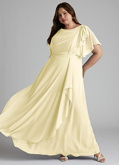 Azazie Aaliyah Modest Bridesmaid Dresses A-Line Scoop Pleated Chiffon Floor-Length Dress image8