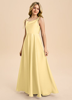Azazie Popsy Junior Butter A-Line Bow Stretch Satin Dress image6