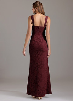 Azazie Denice Bridesmaid Dresses Cabernet A-Line Pleated Floral Burnout Dress image5