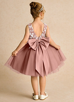 Azazie Butterfly Flower Girl Dresses Cedar Rose A-Line Lace Dress image1