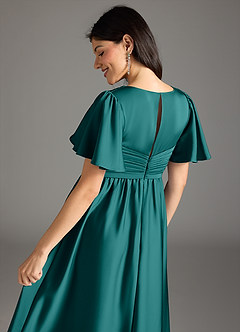 Azazie Verna Robes de demoiselle d'honneur de maternité Robe Trapèze Rayé Longueur ras du sol Satin extensible image8
