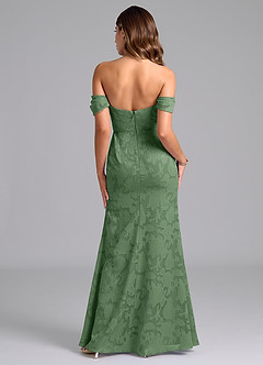 Azazie Saige Bridesmaid Dresses Eucalyptus A-Line Off the Shoulder Floral Burnout Convertible Dress image6