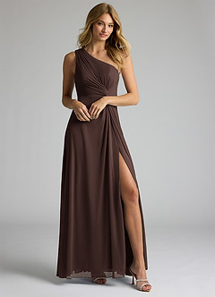 Azazie Brooke Jurken voor bruidsmeisjes Jurk van Mesh met A-Lijn One-Shoulder Ganache image1