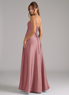 Azazie Valentine Bridesmaid Dresses Dusty Rose A-Line Corset Stretch Satin Dress image2