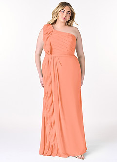 Azazie Sharon laatste Uitverkoop Jurk van Chiffon met A-Lijn One-Shoulder Zonsondergang image8