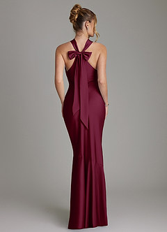Azazie Reign Bridesmaid Dresses Mulberry Mermaid Pleated Stretch Satin Dress image2