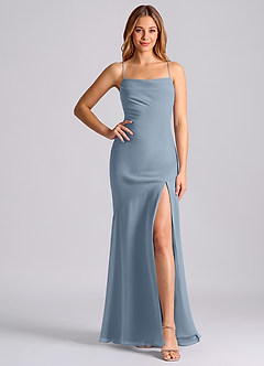 Azazie Grata Suknie dla druhen Syrena Pofałdowany Szyfon Do ziemi Sukienka image6