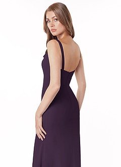 Azazie Salma Final Sale Plum Sheath Side Slit Chiffon Dress image4