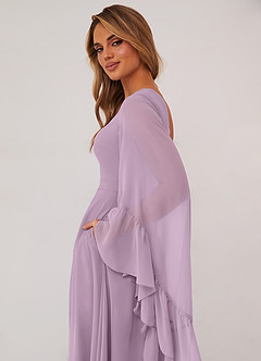 Barbie ♥ Azazie Bridesmaid Dresses Wisteria A-Line Long Sleeve Chiffon Dress image6