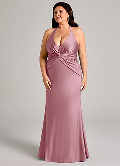 Azazie Valerie Brautjungfernkleider Meerjungfrau-Linie Plissee Stretch-Satin Kleid Vintage Mauve image11