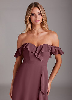 Azazie Lyra Bridesmaid Dresses Sangria A-Line Chiffon Convertible Dress image9