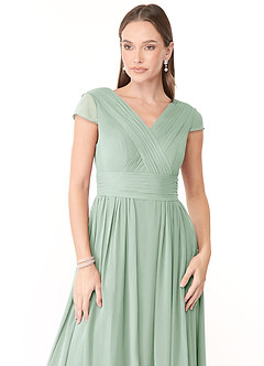 Azazie Organa Brautjungfernkleider A-Linie Plissee Chiffon Kleid Agave image5