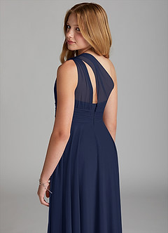 Azazie Charlize Junior Dark Navy A-Line Mesh Dress image5