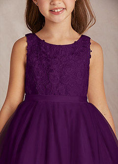 Azazie Calla Flower Girl Dresses Grape Ball-Gown Lace Tulle Dress image6