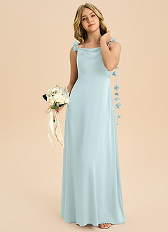 Azazie Gumdrop Junior Sea Glass Empire Pleated Stretch Satin Dress image2