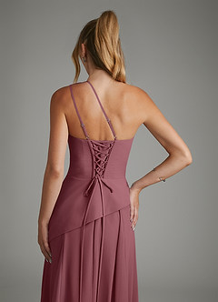 Azazie Holly Bridesmaid Dresses Desert Rose A-Line Corset Chiffon Dress image8
